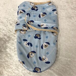 NWOT baby swaddle sleep sack blue puppy theme